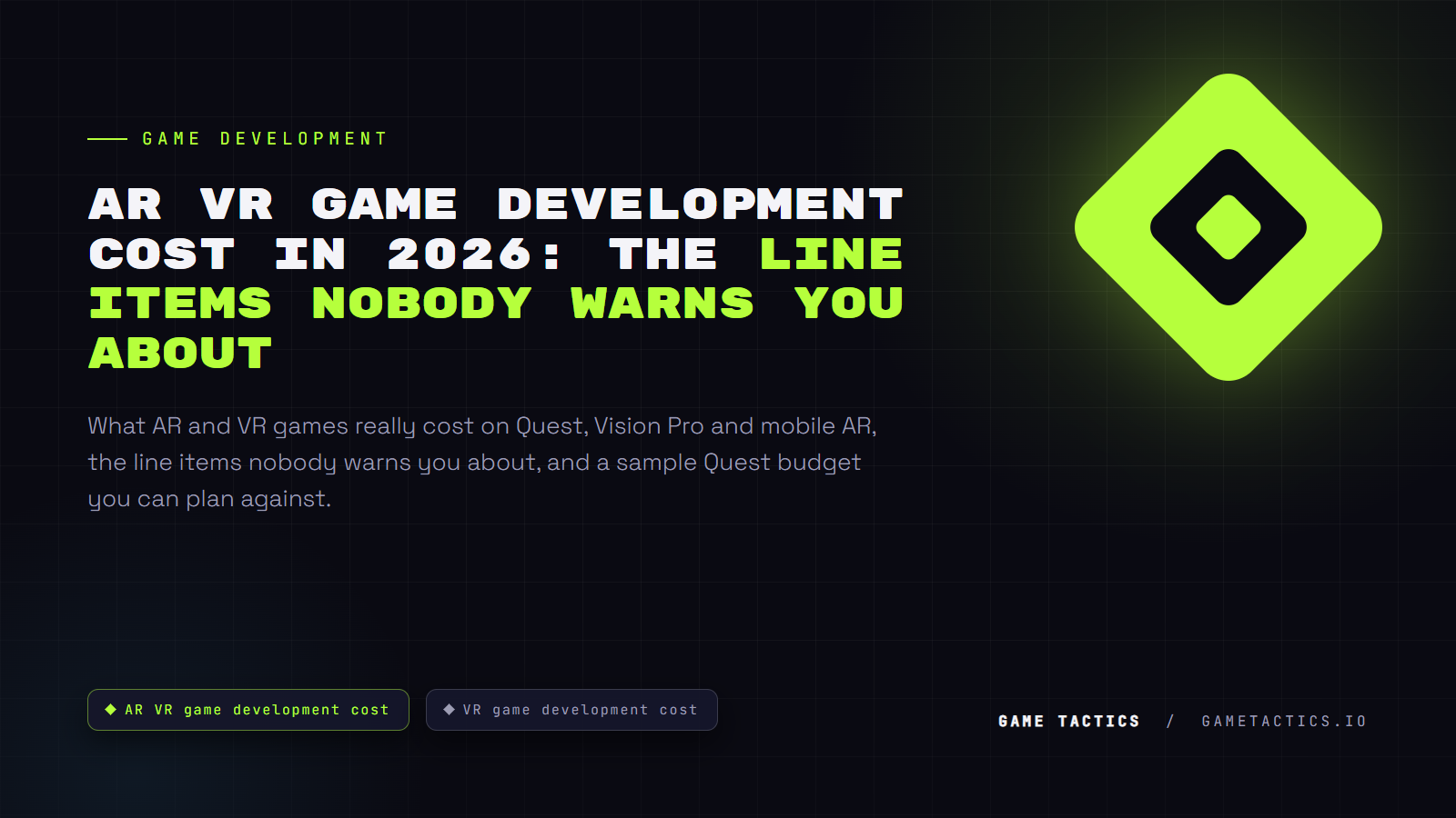 AR VR Game Development Cost in 2026: The Line Items Nobody Warns You About